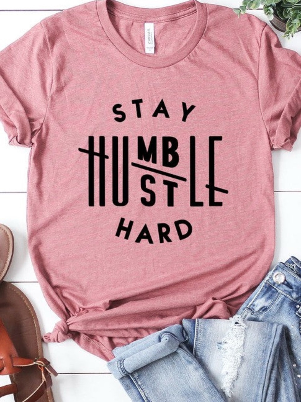 Bella+Canvas Stay Humble Hustle Hard Graphic T Shirt Size Medium Crewneck Size M